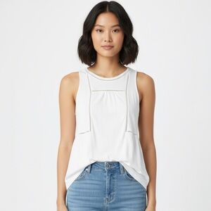 Old Navy White Pleated Relaxed Tank Top